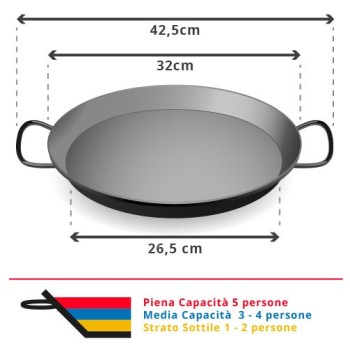 Padella per paella inox per induzione di 32 cm per 5 persone