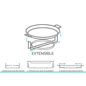 Porta paella allungabile compatibile padella per paella da 26 a 55 cm