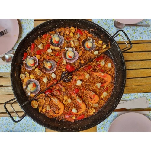 padella multigusto 2 gusti, Padella per paella divisa in 2 sezioni, 2 paella in 1