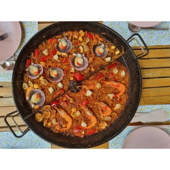 padella multigusto 2 gusti, Padella per paella divisa in 2 sezioni, 2 paella in 1