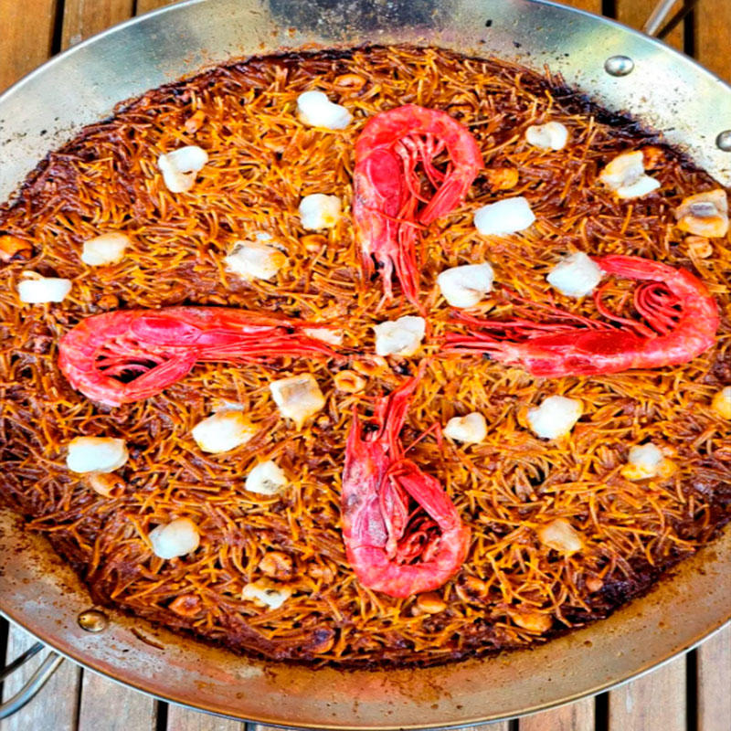 Ricetta di @originalpaella: Carabineri e fideua di rana pescatrice