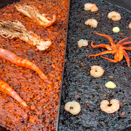 Doppia ricetta di _comeydisfruta_: Riso ai frutti di mare e riso nero con calamari