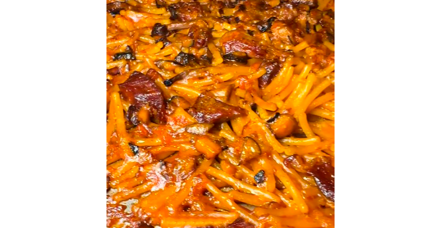 Receta de @vadearroces: Fideuá de Presa Ibérica, Setas y Sobrasada