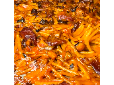 Receta de @vadearroces: Fideuá de Presa Ibérica, Setas y Sobrasada