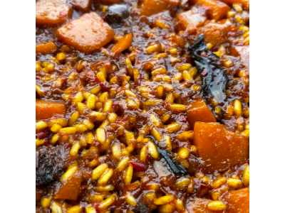 Ricetta di @cris_riceandmeal: Riso alla zucca, funghi porcini e pollo al forno glassato al vermouth e all'arancia