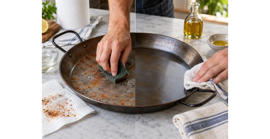 Come pulire una paella quemada