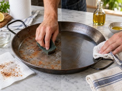 Come pulire una paella quemada